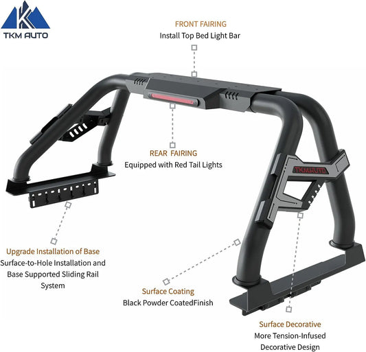 SRB005 Sport Bar Roll Bar with Side Rails Full-Size F150 Silverado Ram TKMAUTO
