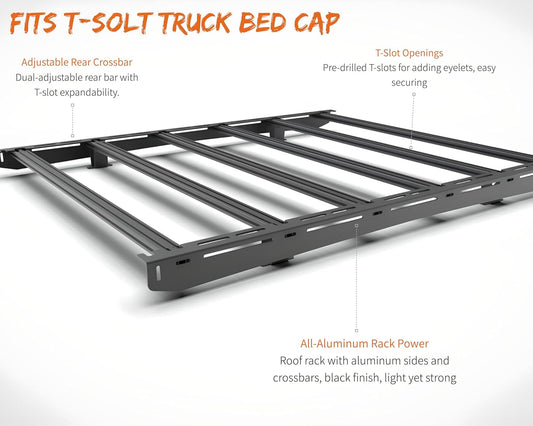 TOP Rack for Truck Bed Cap - High-Strength Aluminum, Easy Install with Factory Mounts