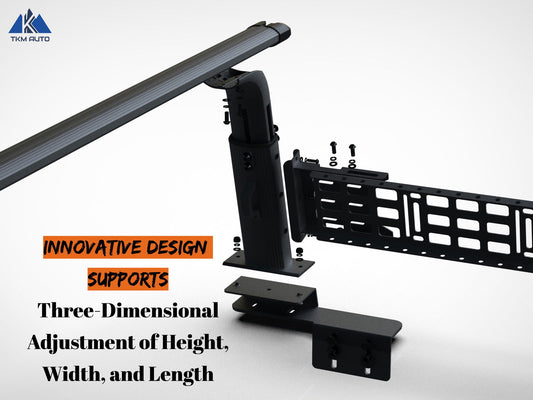 Adjustable Height 15-20 inches BlackTruck Bed Rack Cross Bar with Side Panels Fit Full-Size and Mid-Size Trucks - TKMAUTO