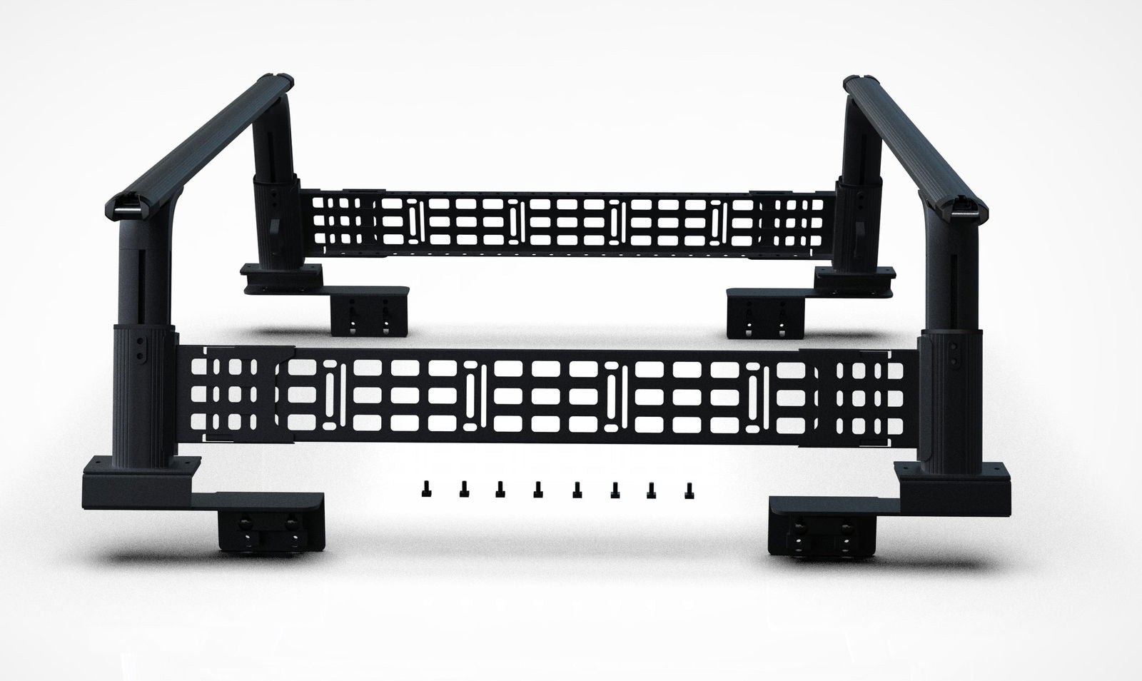 Adjustable Height 15-20 inches BlackTruck Bed Rack Cross Bar with Side Panels Fit Full-Size and Mid-Size Trucks - TKMAUTO