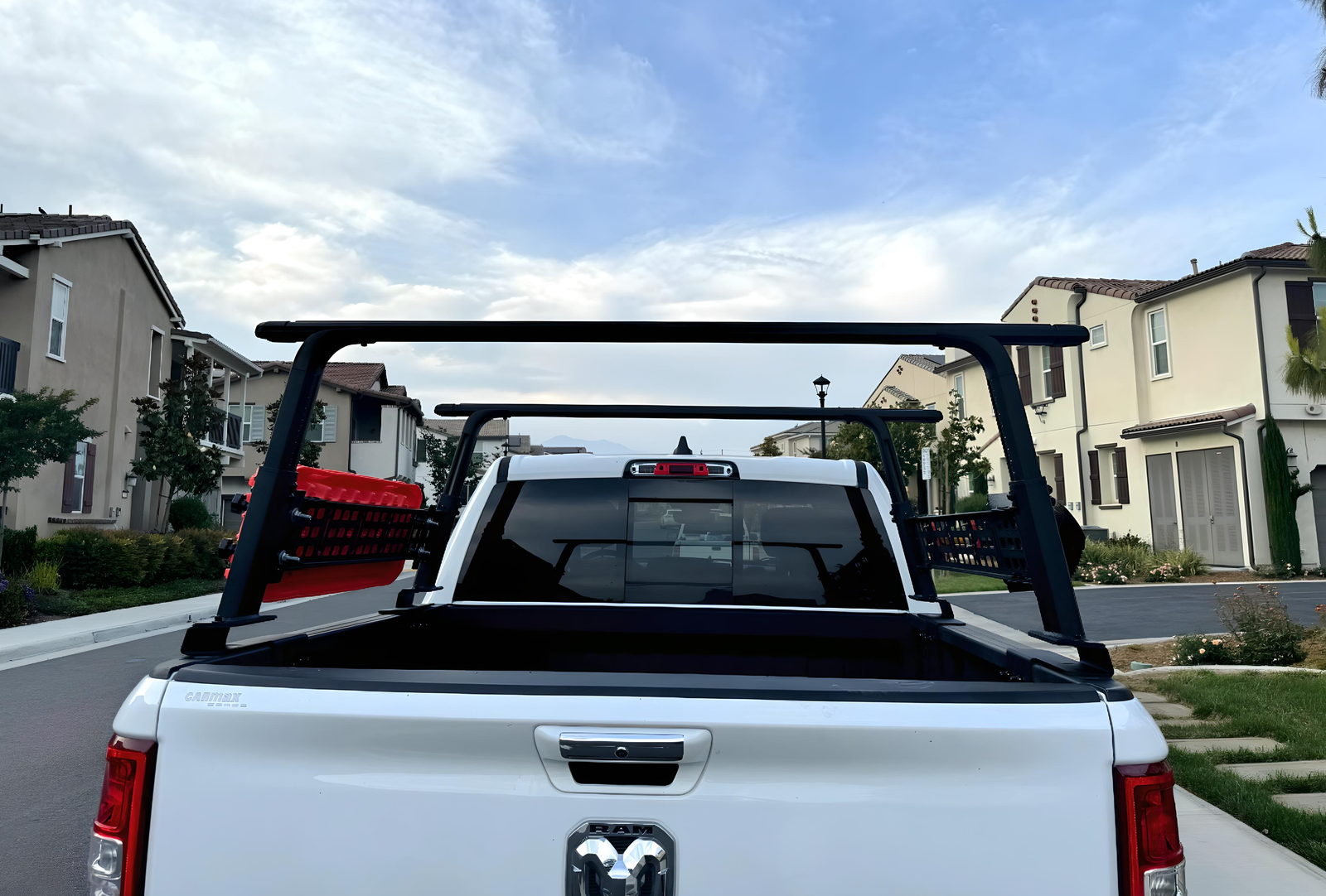 Adjustable Height 18-27 inches Black Truck Bed Rack Cross Bar with Side Panels Fit Full-Size and Mid-Size Trucks - TKMAUTO