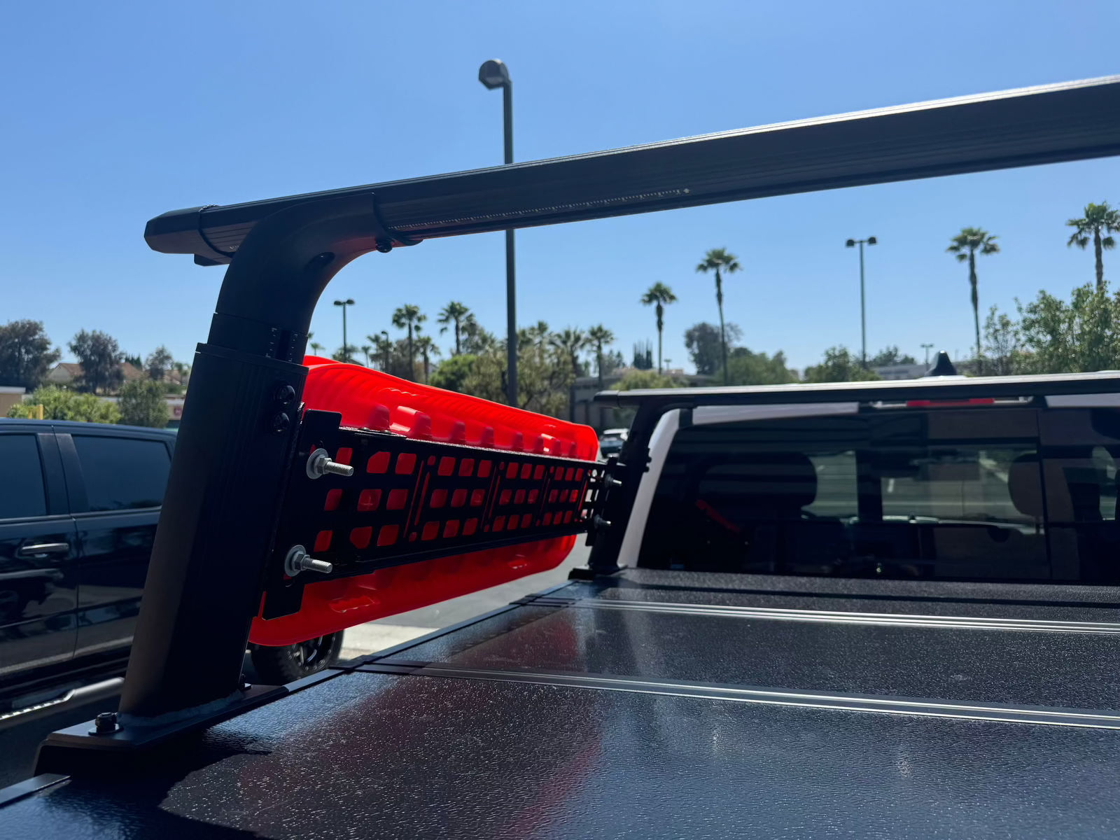 Adjustable Height 18-27 inches Black Truck Bed Rack Cross Bar with Side Panels Fit Full-Size and Mid-Size Trucks - TKMAUTO