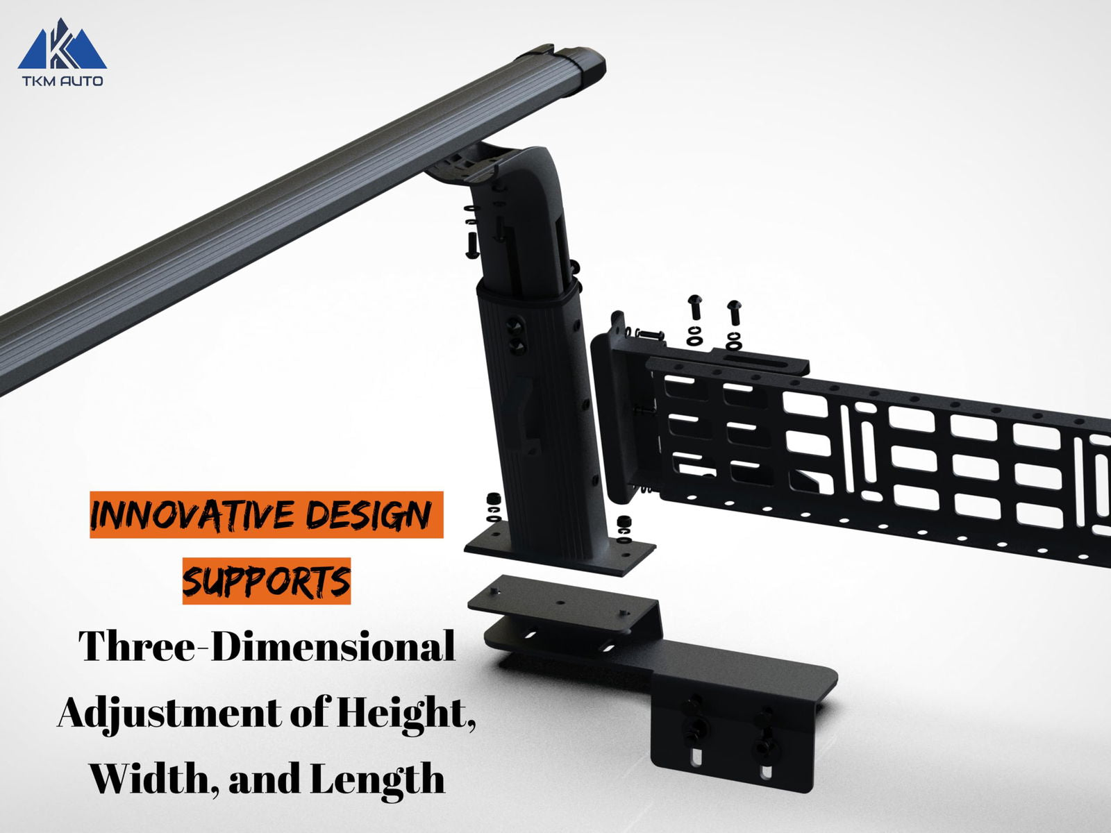 Adjustable Height 18-27 inches Black Truck Bed Rack Cross Bar with Side Panels Fit Full-Size and Mid-Size Trucks - TKMAUTO