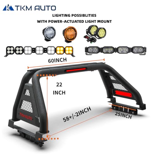 SRB-M017 Black Sport Bar Roll Bar Compatible with Tacoma/Ranger/Colorado/Canyon/JT Gladiator/Frontier - TKMAUTO