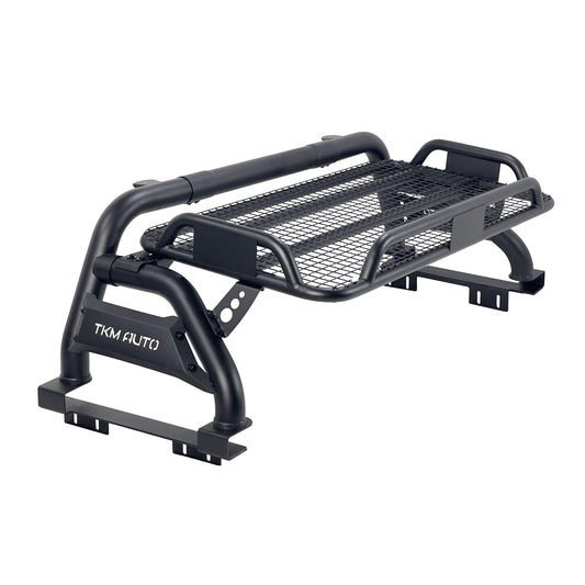 Sport Bar Roll Bar with Cargo Basket Tacoma Ranger Colorado Black Steel TKMAUTO