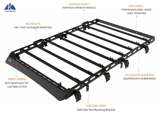 TKMAUTO Black Roof Rack Cargo Storage Compatible with 2018-2024 Jeep Wrangler JL 4 Doors Full Size - TKMAUTO