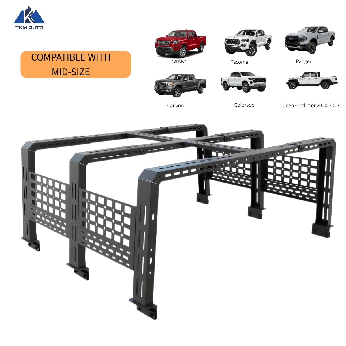 TKMAUTO Black Heavy-Duty Bed Rack for Mid-Size Size & FULL SIZE Trucks ( 18.8" Height)