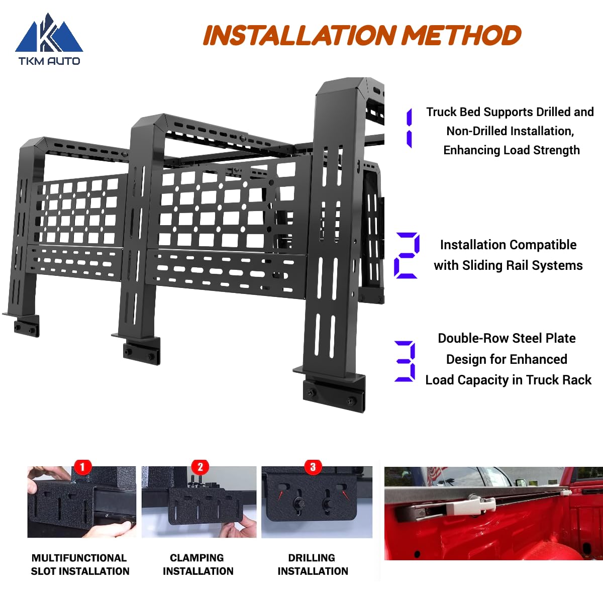 TKMAUTO Black Heavy-Duty Bed Rack for Mid-Size Size & FULL SIZE Trucks ( 18.8" Height)