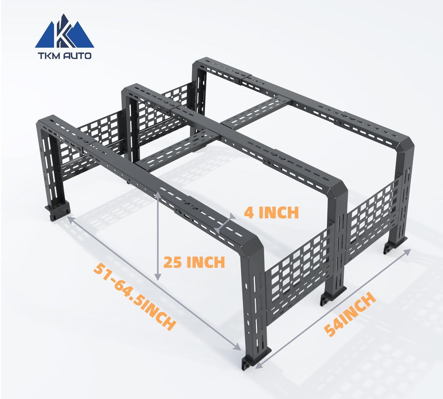 TKMAUTO Black Heavy-Duty Bed Rack for Full-Size Truck and Mid-Size Truck, 25" Height