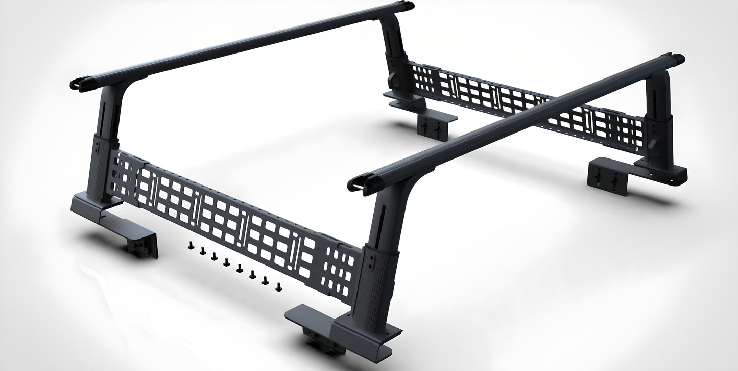 Adjustable Height 15-20 inches BlackTruck Bed Rack Cross Bar with Side Panels Fit Full-Size and Mid-Size Trucks