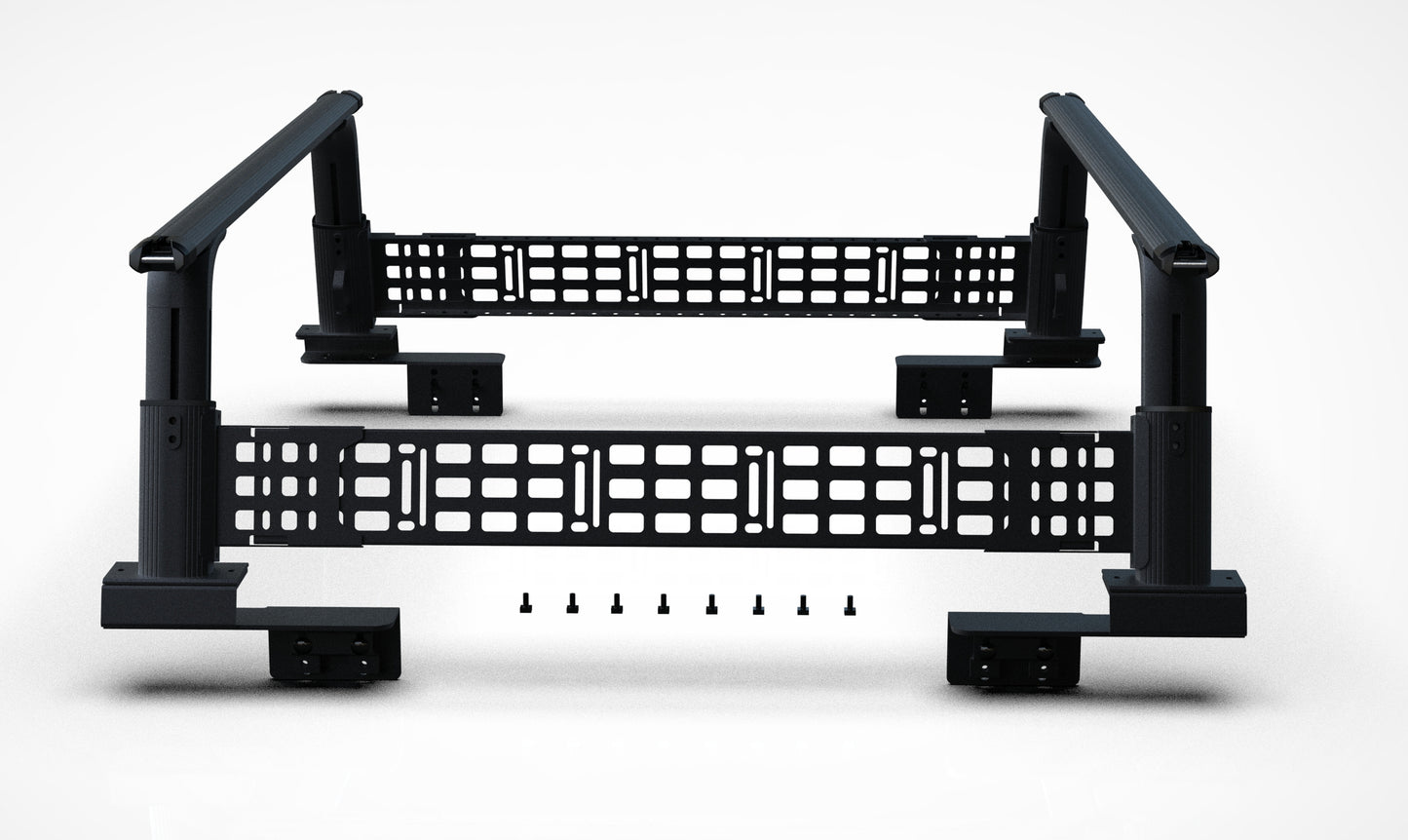 Adjustable Height 15-20 inches BlackTruck Bed Rack Cross Bar with Side Panels Fit Full-Size and Mid-Size Trucks