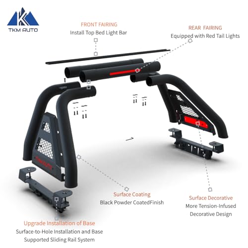 SRB-M017 Black Sport Bar Roll Bar Compatible with Tacoma/Ranger/Colorado/Canyon/JT Gladiator/Frontier