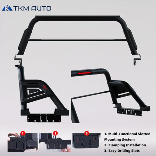 Black SRBL015 Sport Bar Roll Bar Compatible with Full-Size Trucks F150 | F250 | F350 | Silverado Sierra 1500 2500 3500HD | Ram 1500 2500 3500 | Tundra | Titan