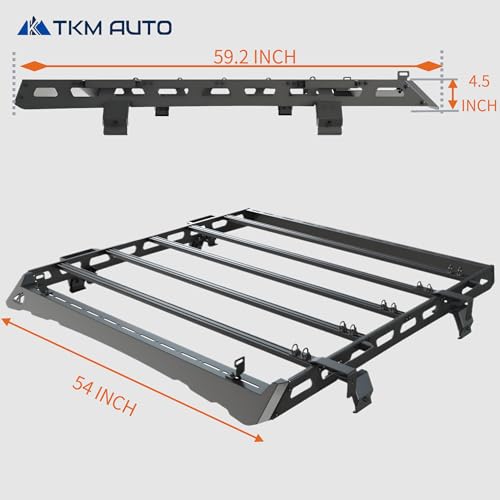 TKMAUTO Black Roof Rack Cargo Storage Compatible with 2018-2024Jeep Wrangler JL 4 Doors Mid Size