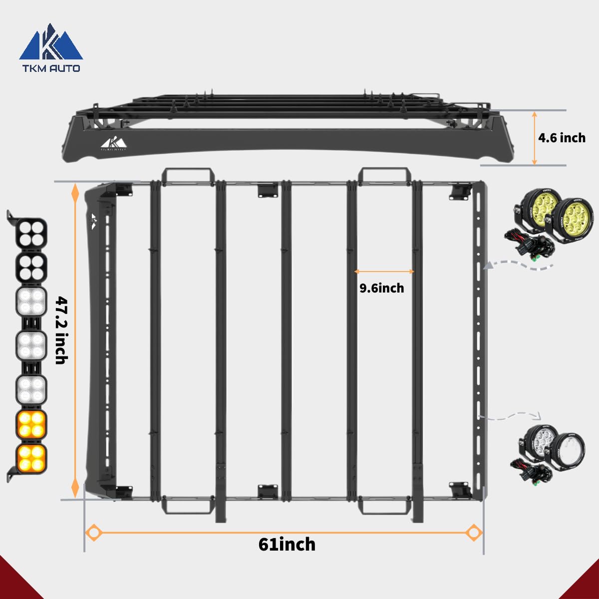 TKMAUTO Black Roof Rack Cargo Storage Compatible with 2010-2023 Toyota 4Runner (Medium Size)