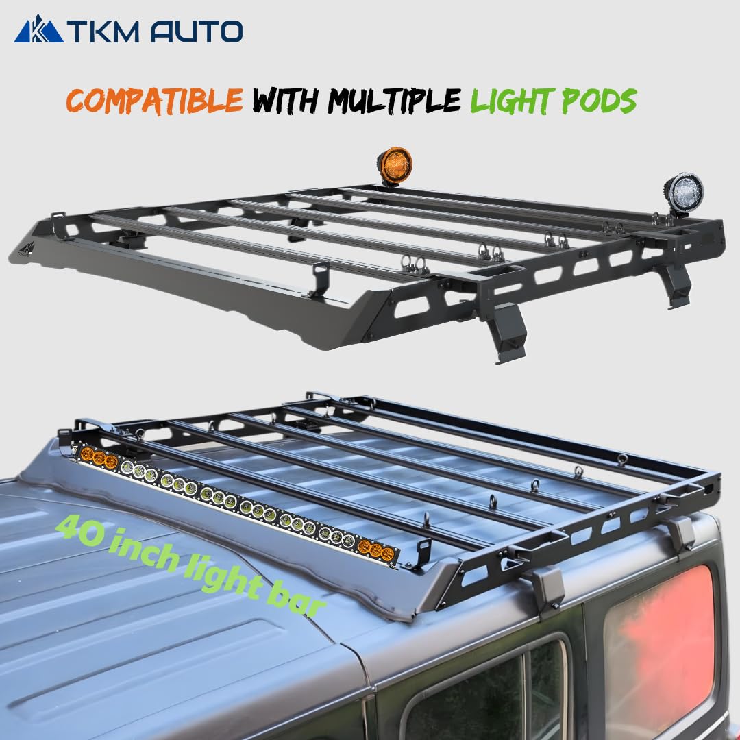 TKMAUTO Black Roof Rack Cargo Storage Compatible with 2018-2024Jeep Wrangler JL 4 Doors Mid Size