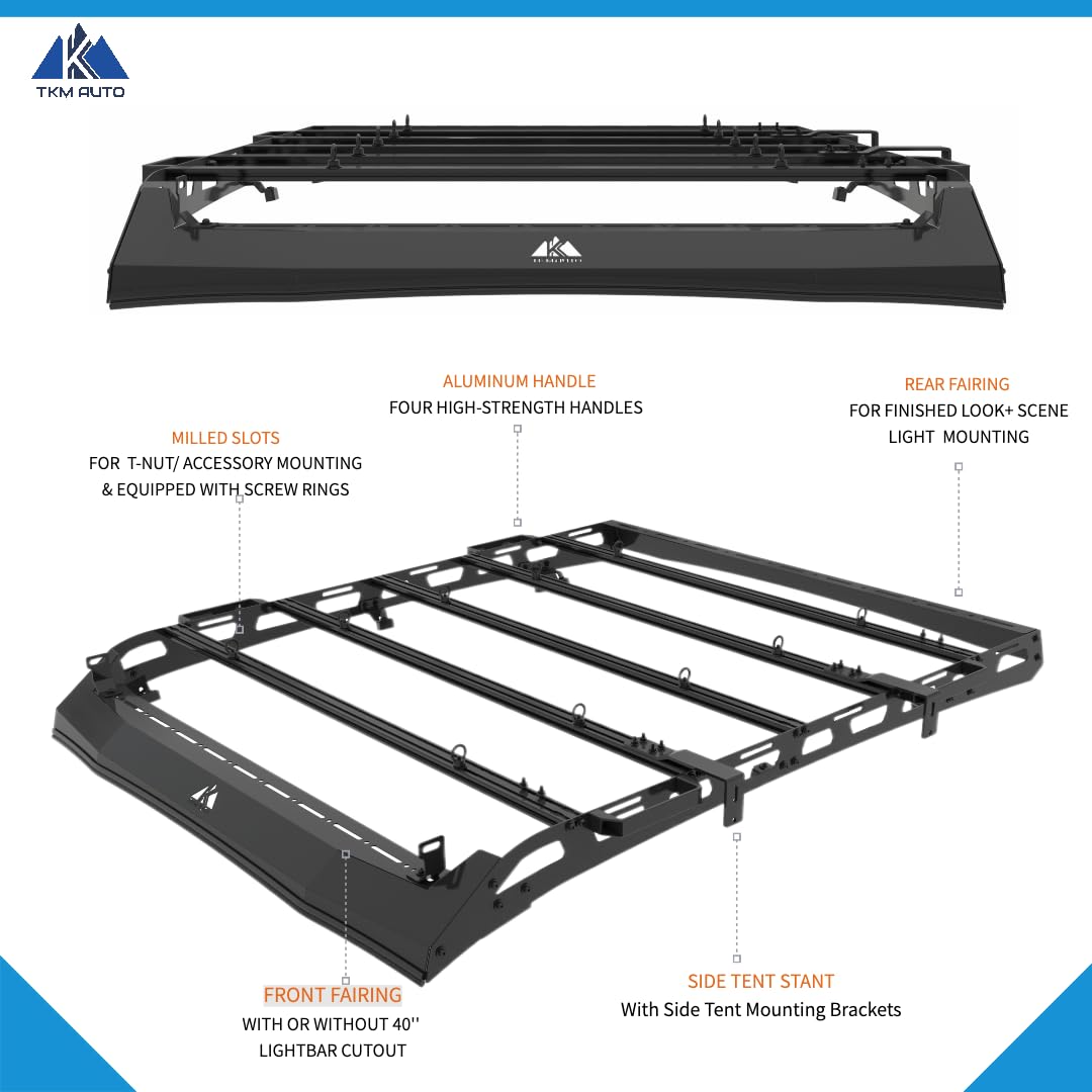 TKMAUTO Heavy Duty Top Roof Rack Compatible with 2005-2023 Toyota Tacoma Double Cab Top Luggage Holder Upper Storage