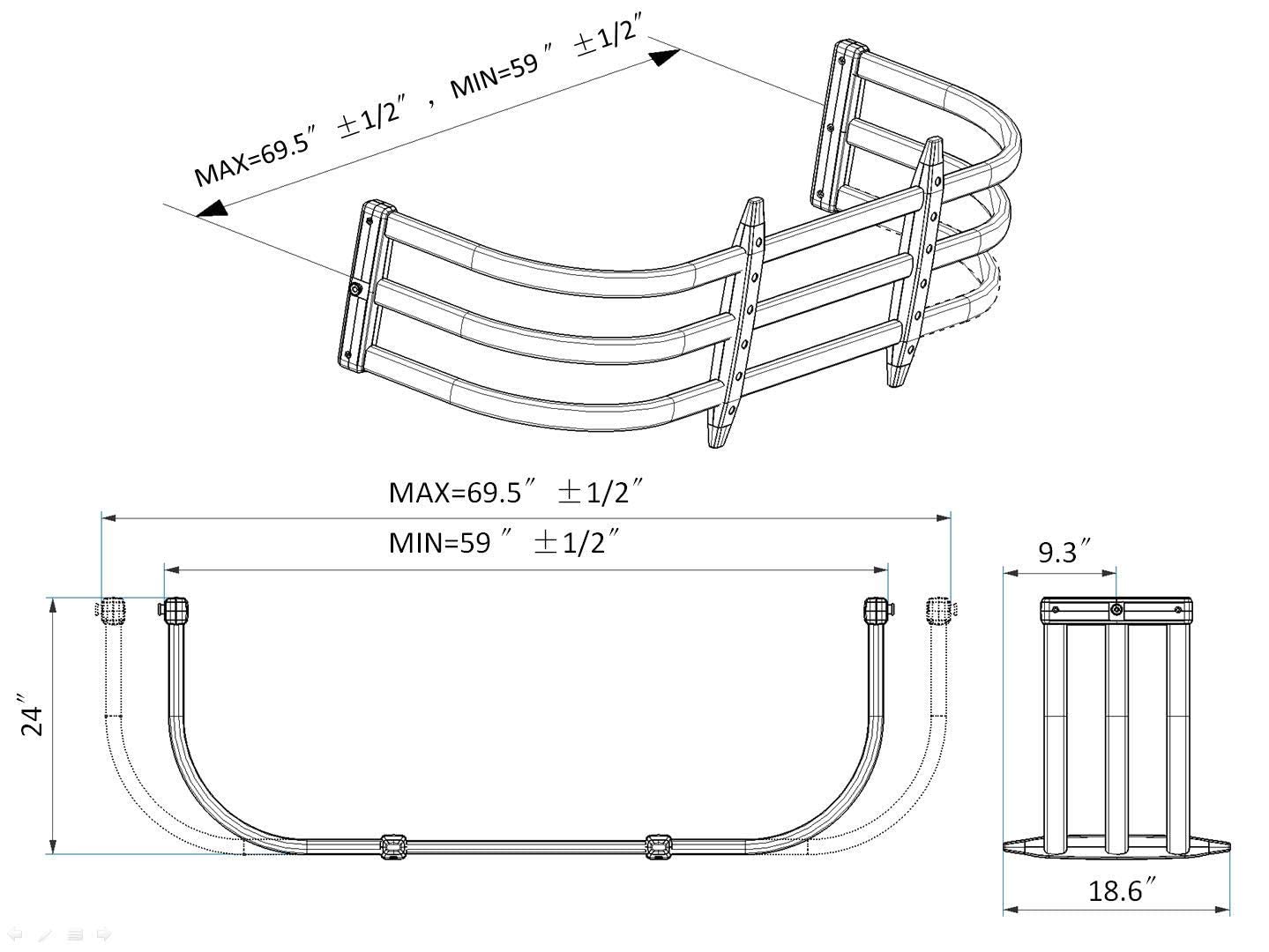 TKMAUTO Black Aluminum Truck Bed Extender Retractable 59-69 inches for Silverado Ram Tundra Ford and Other Full-Size Trucks