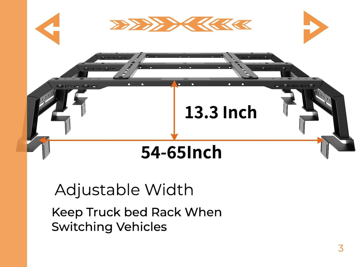 Adjustable Bed Rack Cargo Carrier Compatible with FULL SIZE& MID SIZE