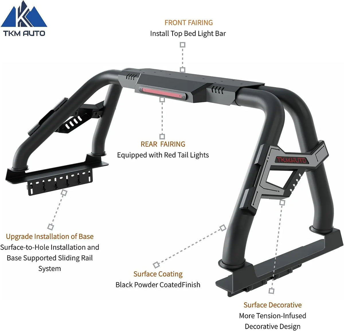 M Bar Side Rails Truck Roll Bar Side Rails F150 Silverado | SRB005 Headache Rack Steel ...