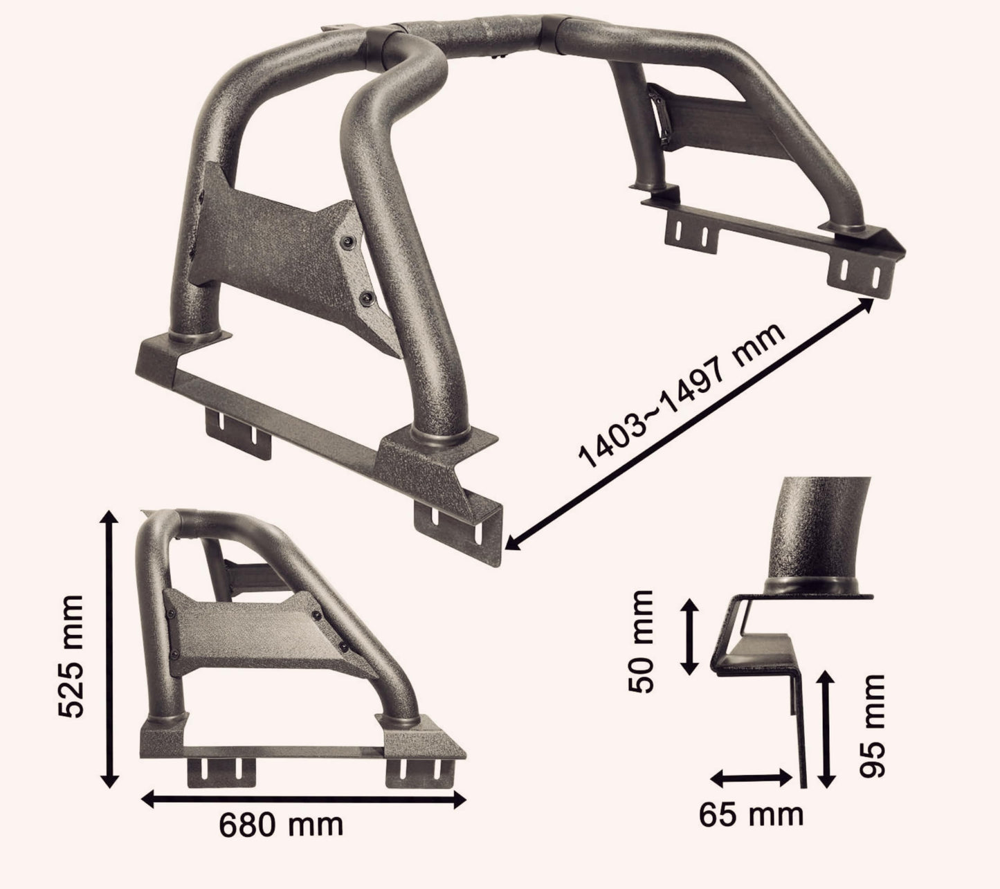 TKMAUTO Black Sport Bar Compatible with Tacoma/Colorado/Canyon/Ranger/Frontier