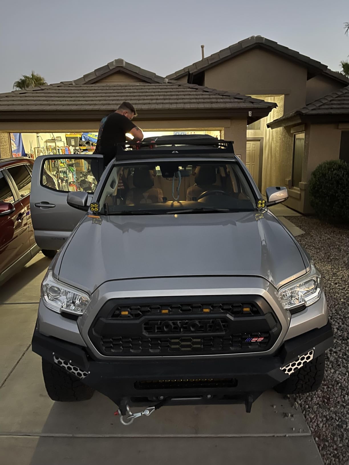 TKMAUTO Heavy Duty Top Roof Rack Compatible with 2005-2023 Toyota Tacoma Double Cab Top Luggage Holder Upper Storage