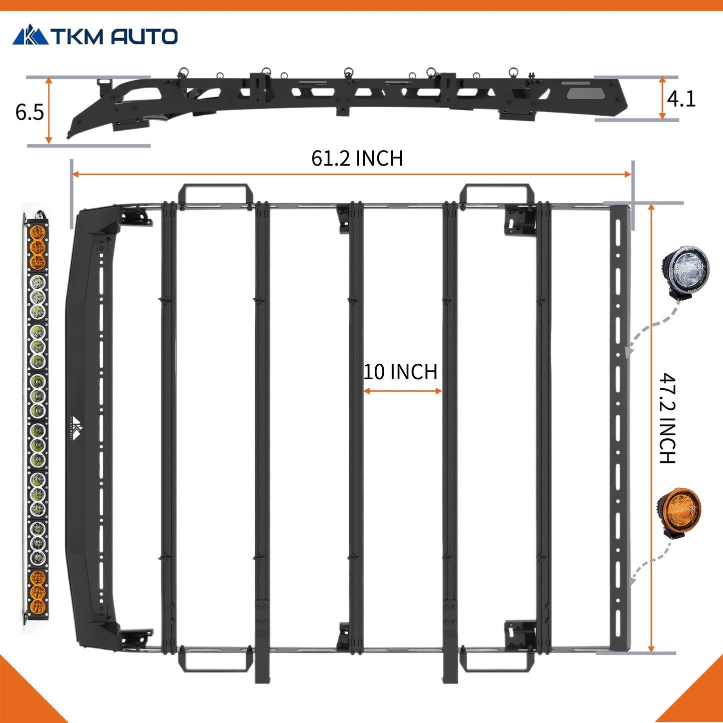 TKMAUTO Heavy Duty Top Roof Rack Compatible with 2005-2023 Toyota Tacoma Double Cab Top Luggage Holder Upper Storage