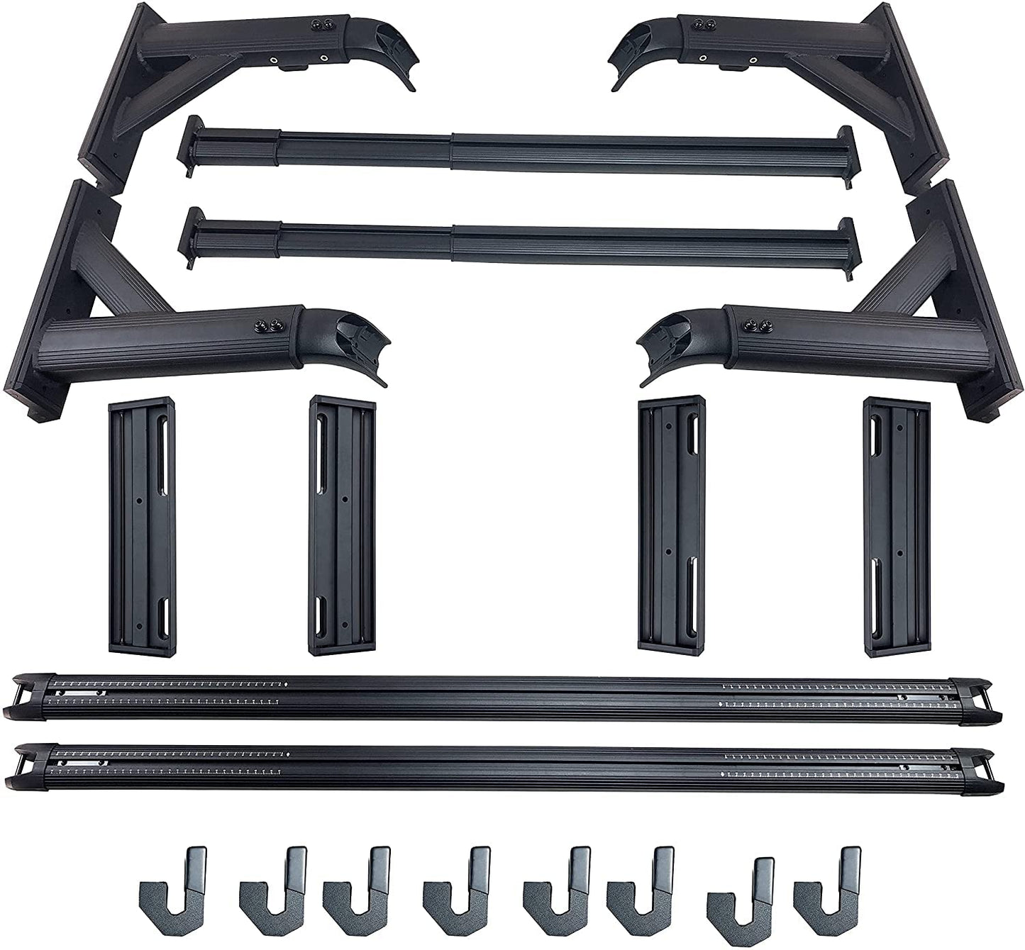 TKMAUTO Black Universal Heavy Duty Truck Bed Rack - Adjustable Height, Extendable, Aluminum Cross Bars for Most Pick-Up Trucks Ram Silverado Tundra F150