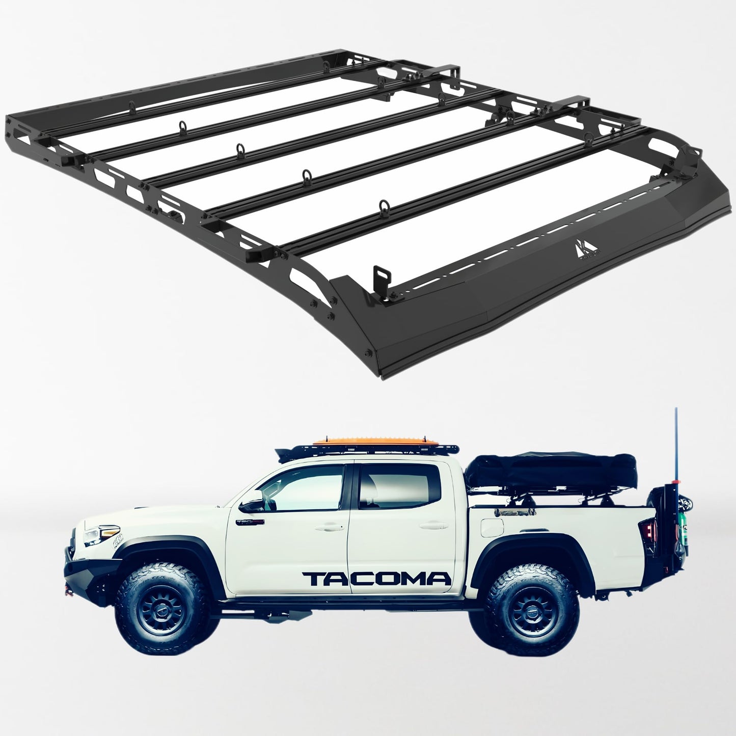 TKMAUTO Heavy Duty Top Roof Rack Compatible with 2005-2023 Toyota Tacoma Double Cab Top Luggage Holder Upper Storage