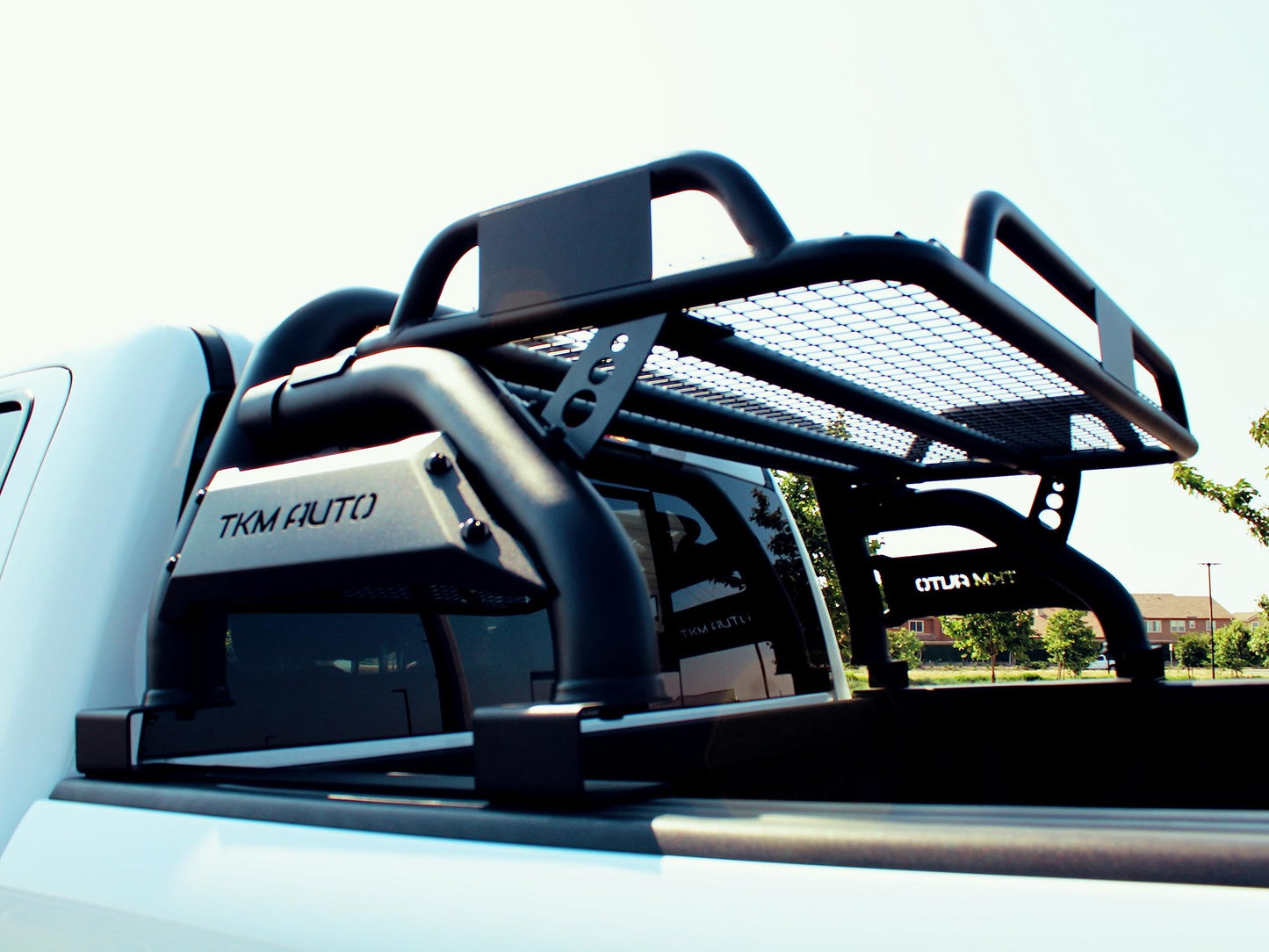 TKMAUTO Sport Bar Roll Bar Black Steel with Cargo Basket (Mid Size Truck)