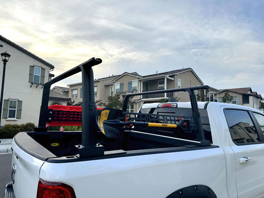 Adjustable Height 18-27 inches Black Truck Bed Rack Cross Bar with Side Panels Fit Full-Size and Mid-Size Trucks - TKMAUTO