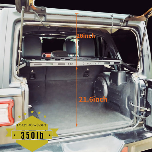 Black Interior storage Rear Trunk Cargo Rack Basket Tray Luggage Carrier for 2007-2024 Jeep Wrangler JK JL Unlimited 4-Door Hardtops - TKMAUTO