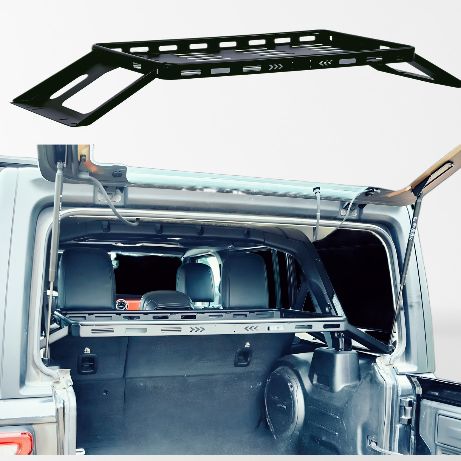Black Interior storage Rear Trunk Cargo Rack Basket Tray Luggage Carrier for 2007-2024 Jeep Wrangler JK JL Unlimited 4-Door Hardtops - TKMAUTO