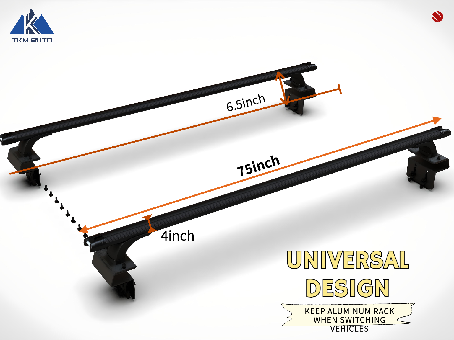 CRS2035 Adjustable Black Low Profile truck bed rack cross Bar Fit Full-Size and Mid-Size Trucks - TKMAUTO