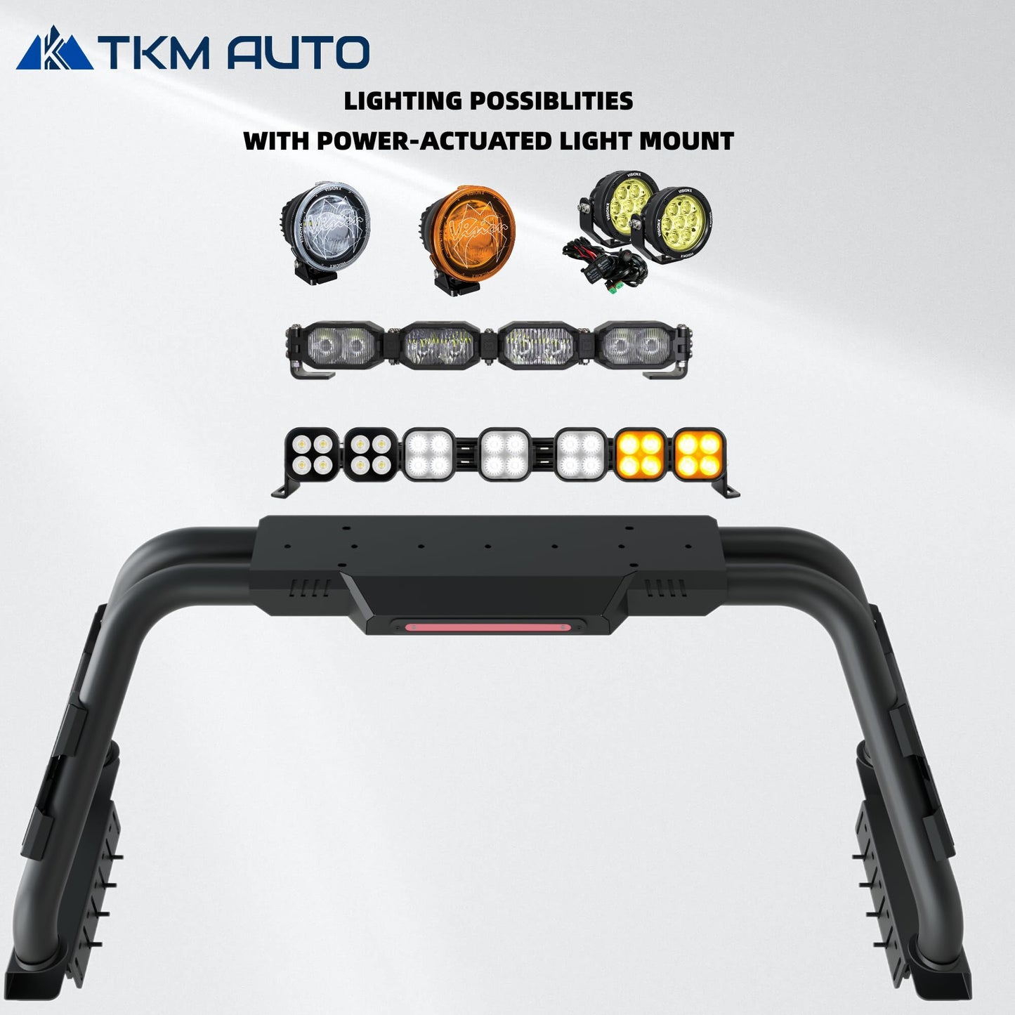 TKMAUTO SRB005 Sport Bar Roll Bar Compatible with Full-Size Trucks F Series 150/250/350 | Silverado Sierra 1500 2500 3500HD | Ram 1500 2500 3500 | Tundra | Titan (Carbon Steel)