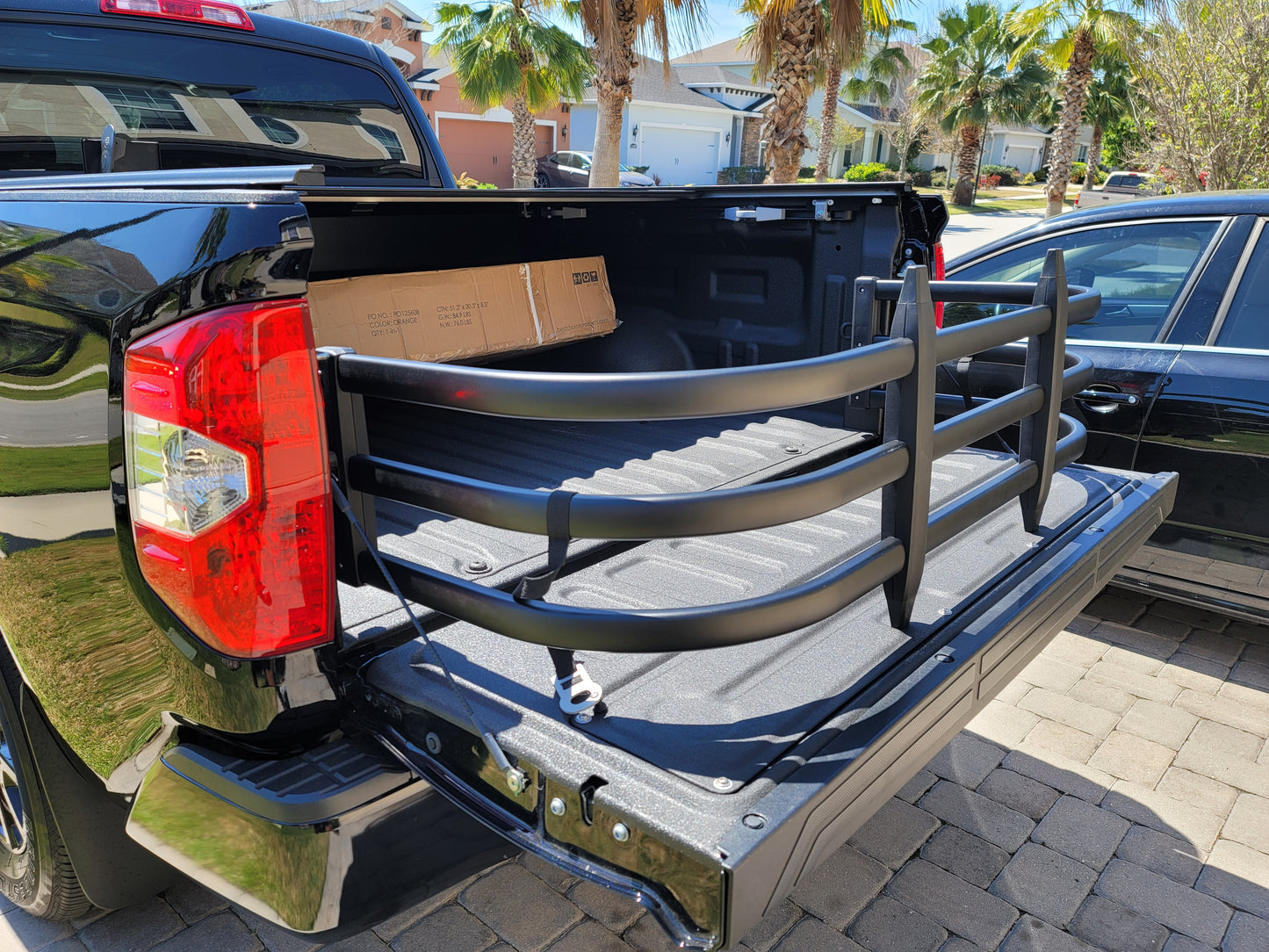 TKMAUTO Black Aluminum Truck Bed Extender Retractable 59-69 inches for Silverado Ram Tundra Ford and Other Full-Size Trucks