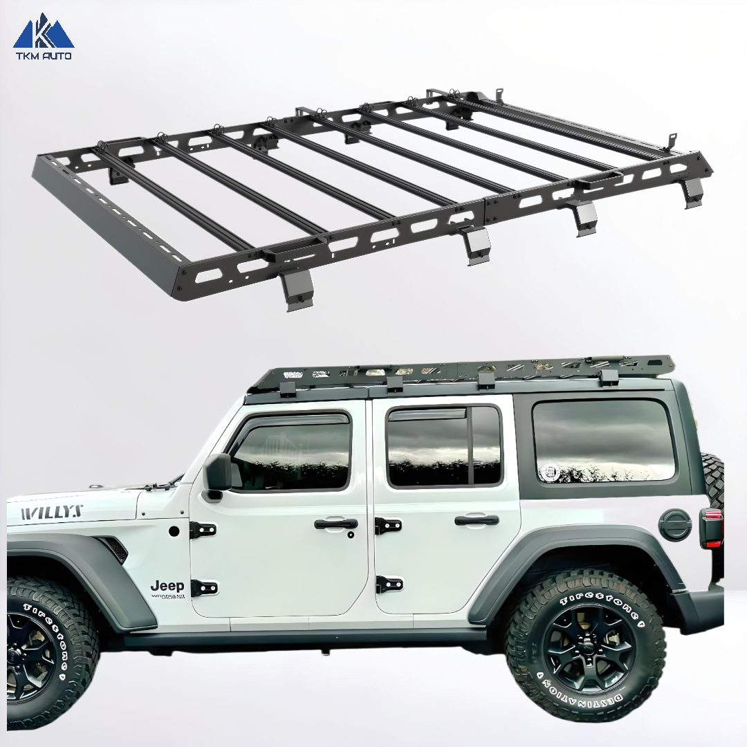 TKMAUTO Black Roof Rack Cargo Storage Compatible with 2018-2024 Jeep Wrangler JL 4 Doors Full Size