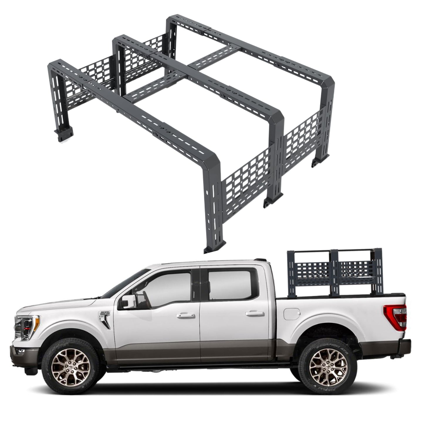 TKMAUTO Black Heavy-Duty Bed Rack for Full-Size Truck and Mid-Size Truck, 25" Height