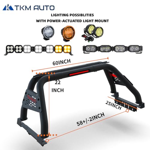 SRB-M016 Black Sport Bar Roll Bar Compatible with Tacoma/Ranger/Colorado/Canyon/JT Gladiator/Frontier - TKMAUTO