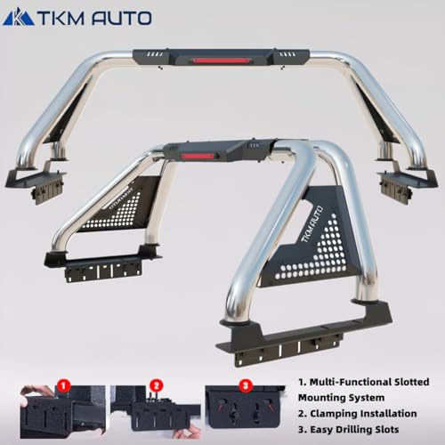 Sport Bar Roll Bar Silver Stainless Steel Fit F-150 /Ram1500 /Tundra/Sierra 1500/ Silverado 1500/ Titan - TKMAUTO
