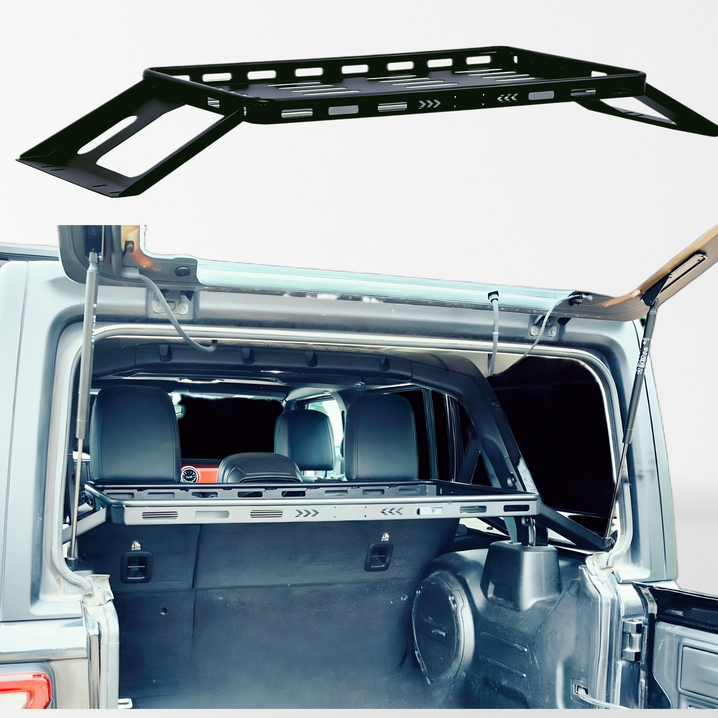 Black Interior storage Rear Trunk Cargo Rack Basket Tray Luggage Carrier for 2007-2024 Jeep Wrangler JK JL Unlimited 4-Door Hardtops