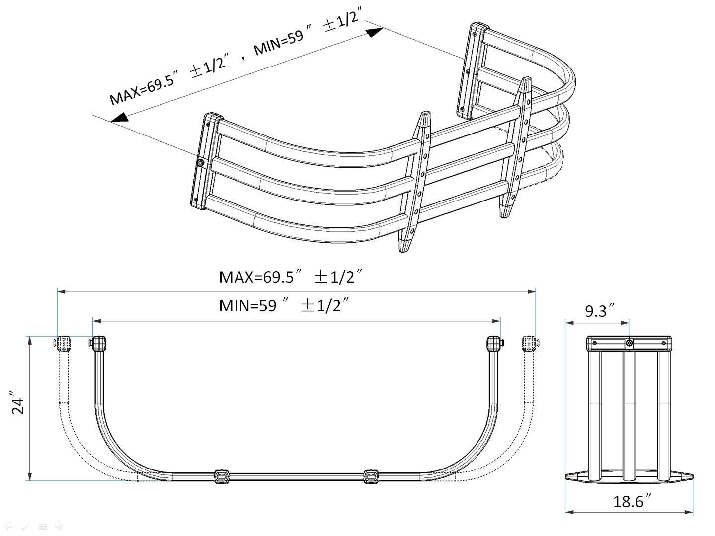 TKMAUTO Black Aluminum Truck Bed Extender Retractable 59-69 inches for Silverado Ram Tundra Ford and Other Full-Size Trucks - TKMAUTO