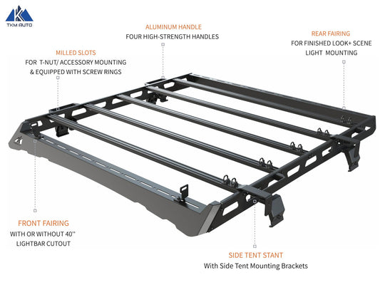 TKMAUTO Black Roof Rack Cargo Storage Compatible with 2018-2024Jeep Wrangler JL 4 Doors Mid Size - TKMAUTO