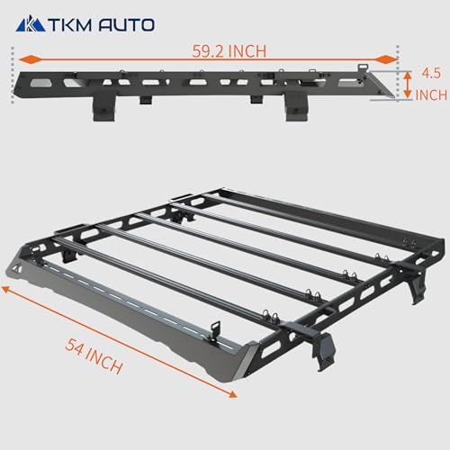 TKMAUTO Black Roof Rack Cargo Storage Compatible with 2018-2024Jeep Wrangler JL 4 Doors Mid Size - TKMAUTO