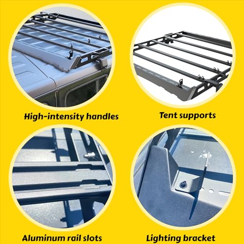 TKMAUTO Black Roof Rack Cargo Storage Compatible with 2018-2024Jeep Wrangler JL 4 Doors Mid Size - TKMAUTO