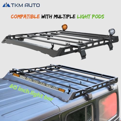 TKMAUTO Black Roof Rack Cargo Storage Compatible with 2018-2024Jeep Wrangler JL 4 Doors Mid Size - TKMAUTO