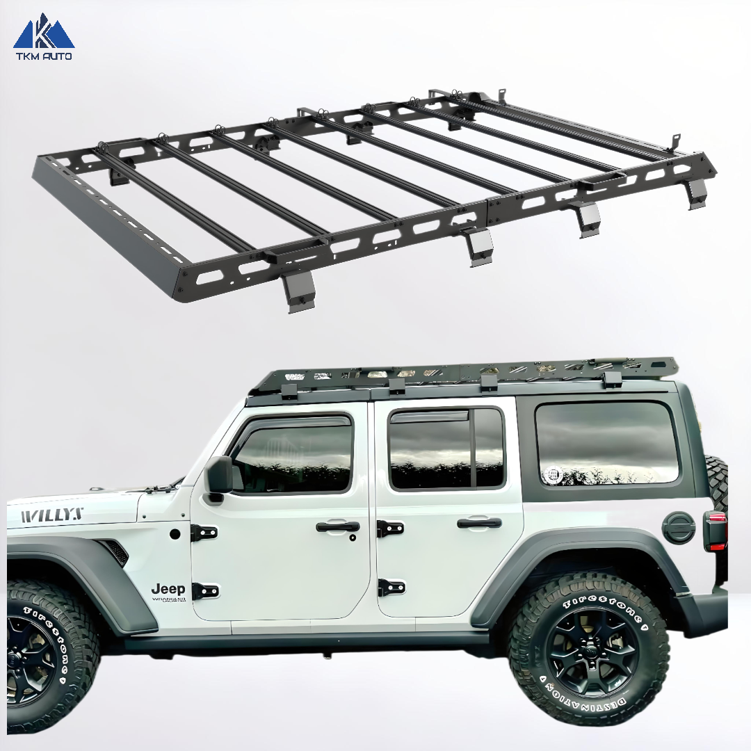 TKMAUTO Black Roof Rack Cargo Storage Compatible with 2018-2024 Jeep Wrangler JL 4 Doors Full Size - TKMAUTO