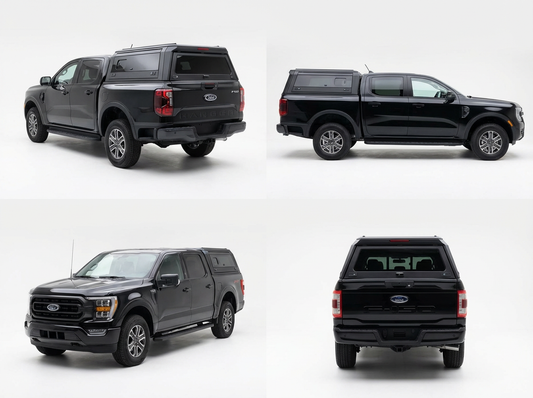 Ford F150 Truck Bed Cap 2015-2025 5.5ft | TKMAUTO Premium Aluminum Camper Shell with Side Windows