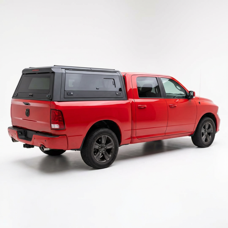 RAM 1500 Truck Bed Cap 2009-2018 6.4ft | TKMAUTO Premium Aluminum Camper Shell with Side Windows