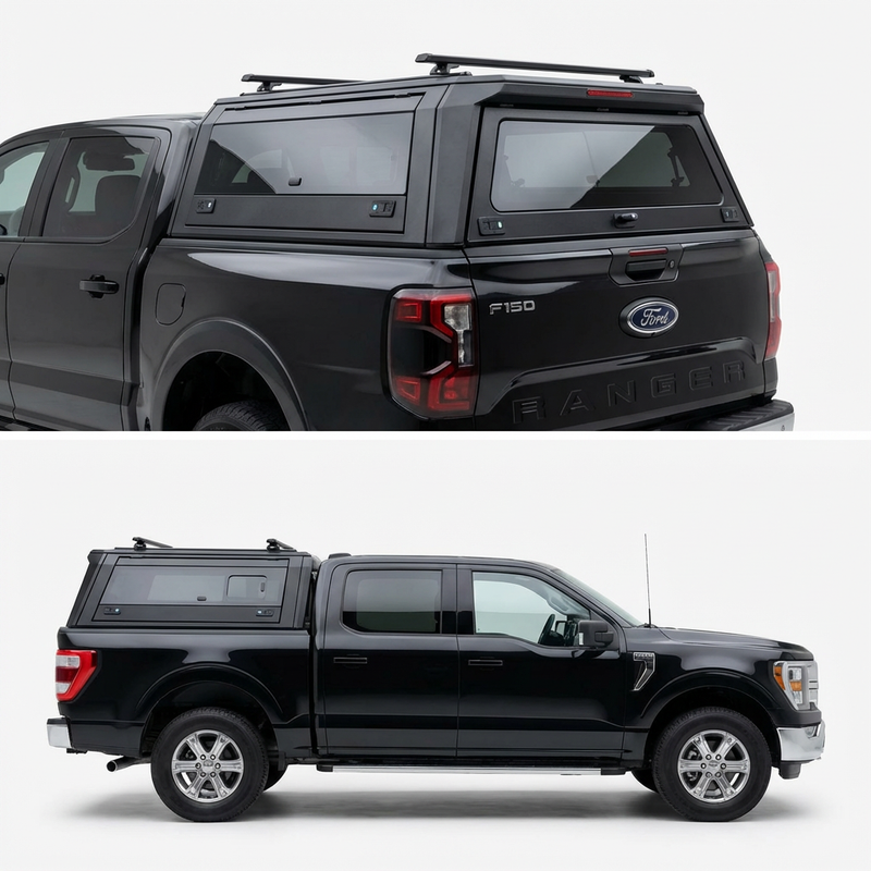 Ford F-150 Aluminum Truck Bed Cap with Windows (2015-2025, 5.5ft) | TKMAUTO
